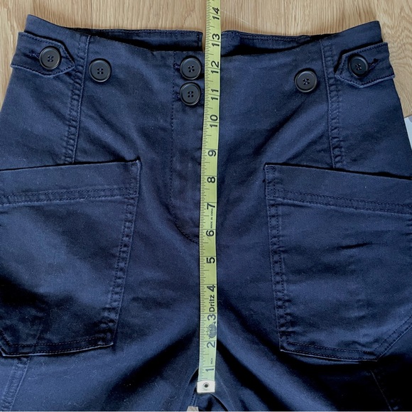 SOLD - Anthropologie Maeve High-Rise Slim Curved Sailor Pants in Navy Blue - Picture 8 of 14